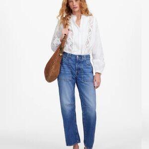 Madewell Blue Cargo Barrel Jeans - Kingsmark Wash Rigid